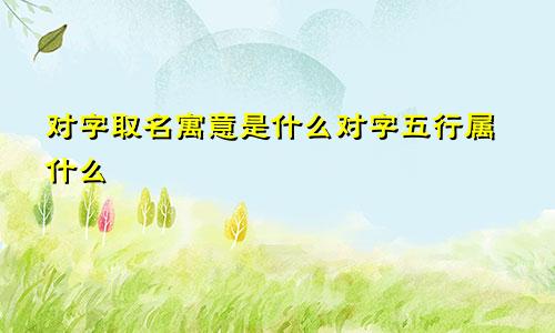对字取名寓意是什么对字五行属什么