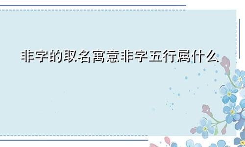 非字的取名寓意非字五行属什么