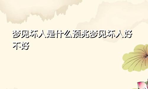 梦见坏人是什么预兆梦见坏人好不好