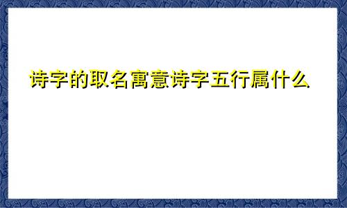 诗字的取名寓意诗字五行属什么