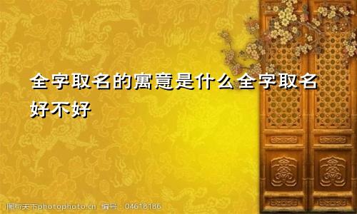 全字取名的寓意是什么全字取名好不好