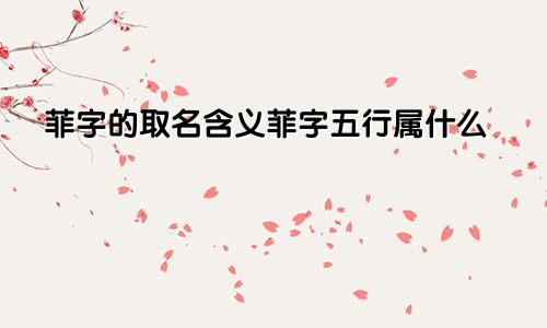菲字的取名含义菲字五行属什么