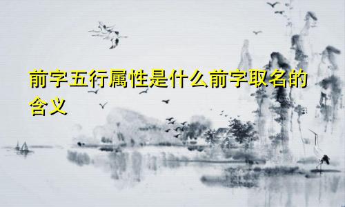 前字五行属性是什么前字取名的含义