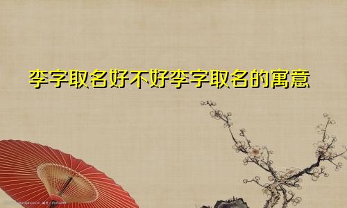 李字取名好不好李字取名的寓意