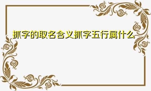 抓字的取名含义抓字五行属什么