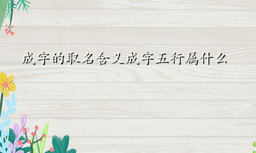 成字的取名含义成字五行属什么
