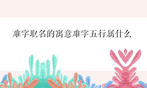 难字取名的寓意难字五行属什么