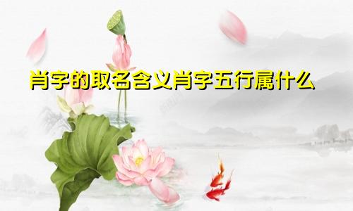 肖字的取名含义肖字五行属什么