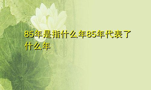 85年是指什么年85年代表了什么年