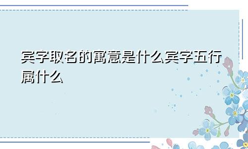 宾字取名的寓意是什么宾字五行属什么