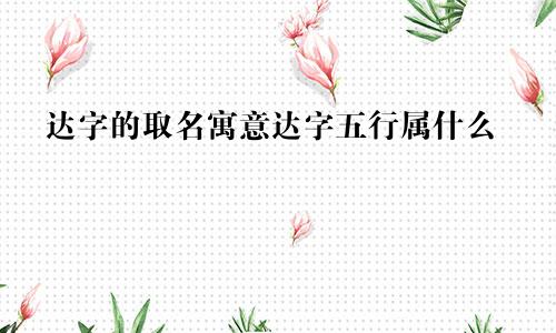 达字的取名寓意达字五行属什么