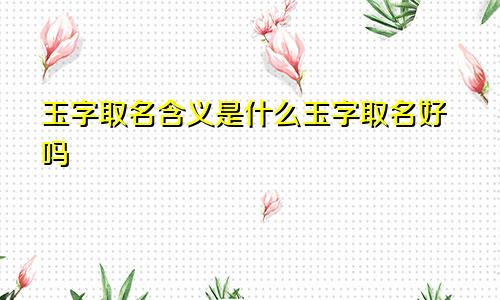玉字取名含义是什么玉字取名好吗