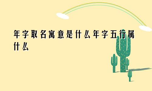 年字取名寓意是什么年字五行属什么