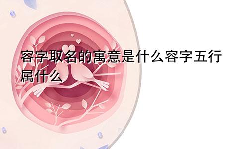 容字取名的寓意是什么容字五行属什么