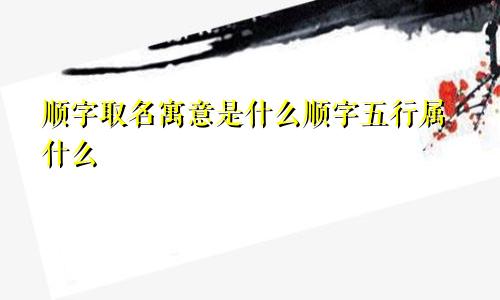顺字取名寓意是什么顺字五行属什么