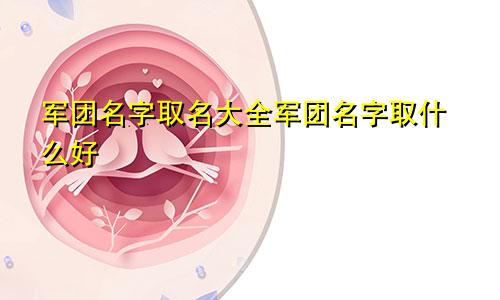 军团名字取名大全军团名字取什么好