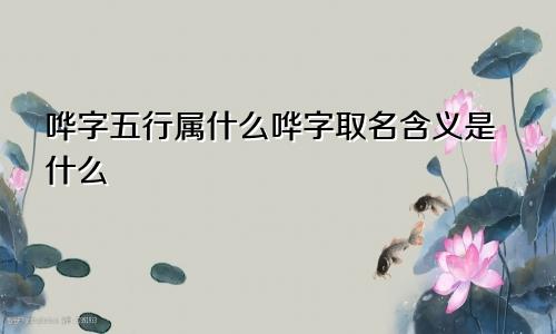 哗字五行属什么哗字取名含义是什么