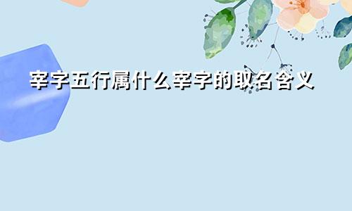 宰字五行属什么宰字的取名含义