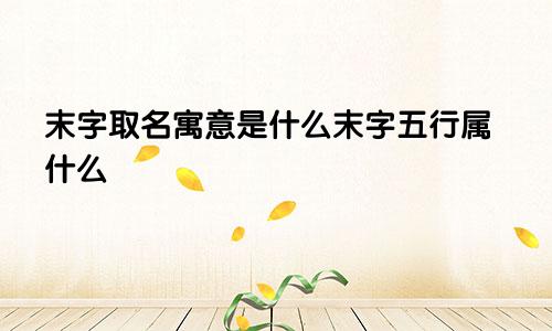 末字取名寓意是什么末字五行属什么