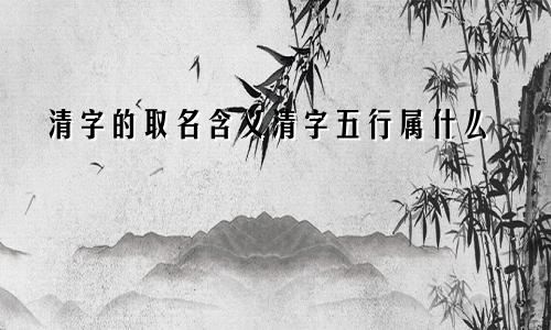 清字的取名含义清字五行属什么