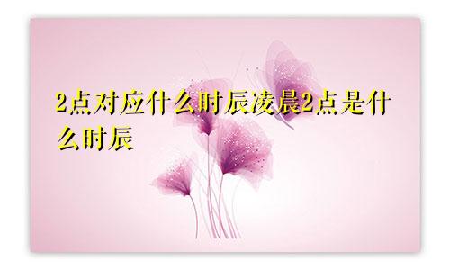 2点对应什么时辰凌晨2点是什么时辰