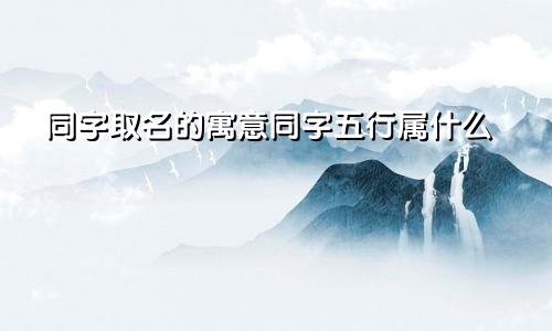 同字取名的寓意同字五行属什么