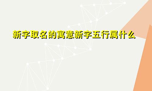 新字取名的寓意新字五行属什么