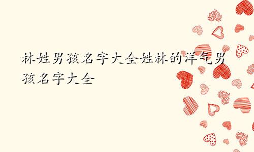 林姓男孩名字大全姓林的洋气男孩名字大全