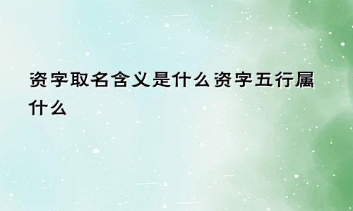 资字取名含义是什么资字五行属什么