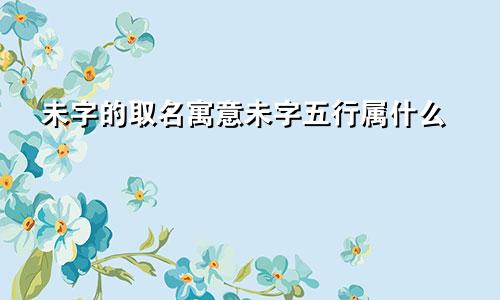 未字的取名寓意未字五行属什么