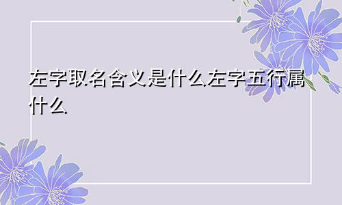 左字取名含义是什么左字五行属什么