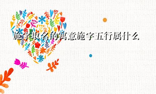 施字取名的寓意施字五行属什么