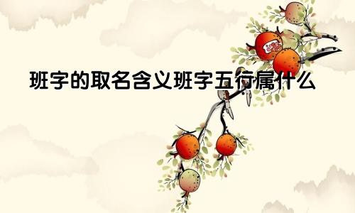 班字的取名含义班字五行属什么