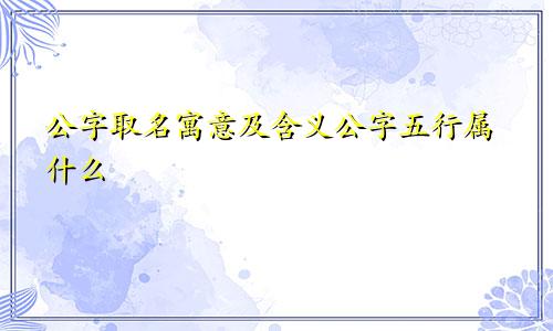 公字取名寓意及含义公字五行属什么
