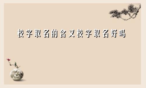 校字取名的含义校字取名好吗