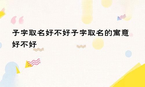 子字取名好不好子字取名的寓意好不好
