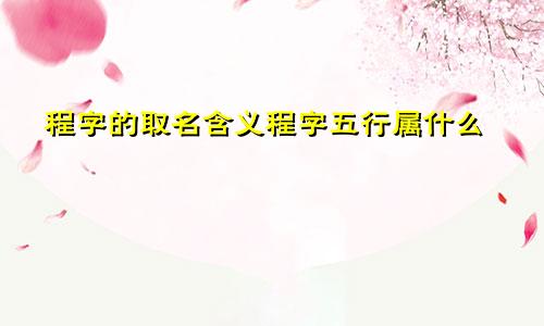 程字的取名含义程字五行属什么