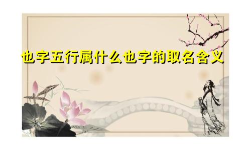 也字五行属什么也字的取名含义