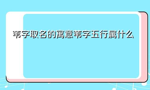 苇字取名的寓意苇字五行属什么