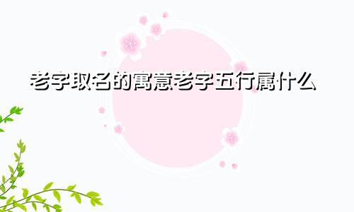 老字取名的寓意老字五行属什么