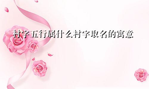 村字五行属什么村字取名的寓意