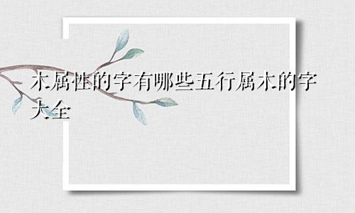 木属性的字有哪些五行属木的字大全