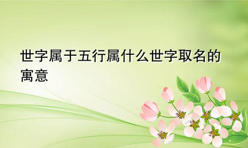 世字属于五行属什么世字取名的寓意