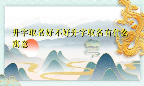 升字取名好不好升字取名有什么寓意