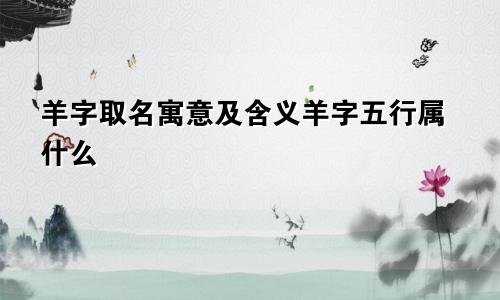 羊字取名寓意及含义羊字五行属什么
