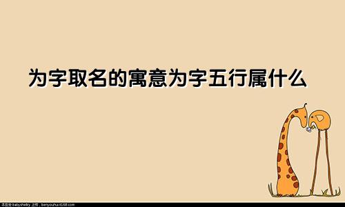 为字取名的寓意为字五行属什么