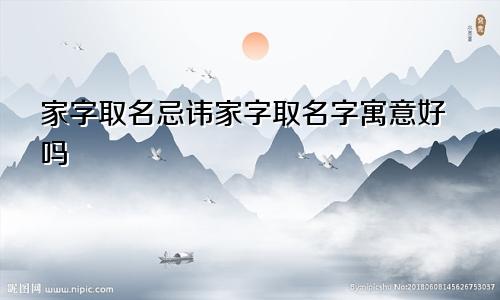 家字取名忌讳家字取名字寓意好吗