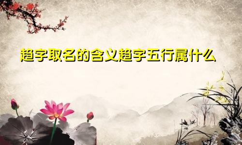 趋字取名的含义趋字五行属什么