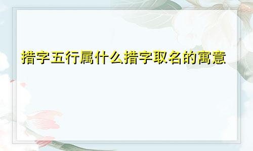 措字五行属什么措字取名的寓意