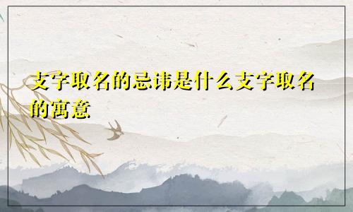 支字取名的忌讳是什么支字取名的寓意